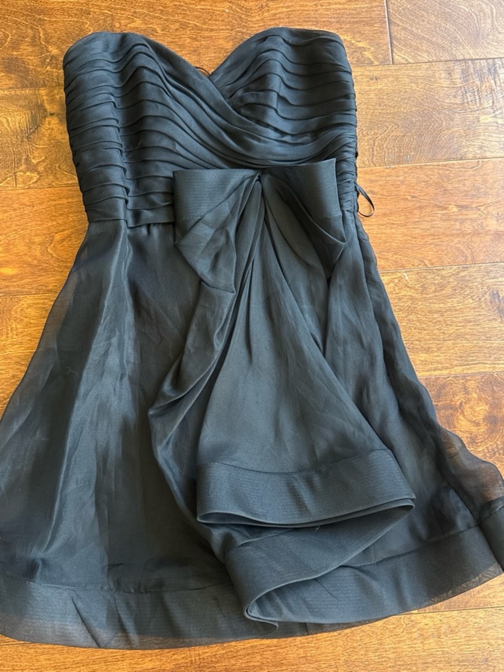 A.B.S. Strapless Black Party Dress with Draped Bow Detail - Size 4
